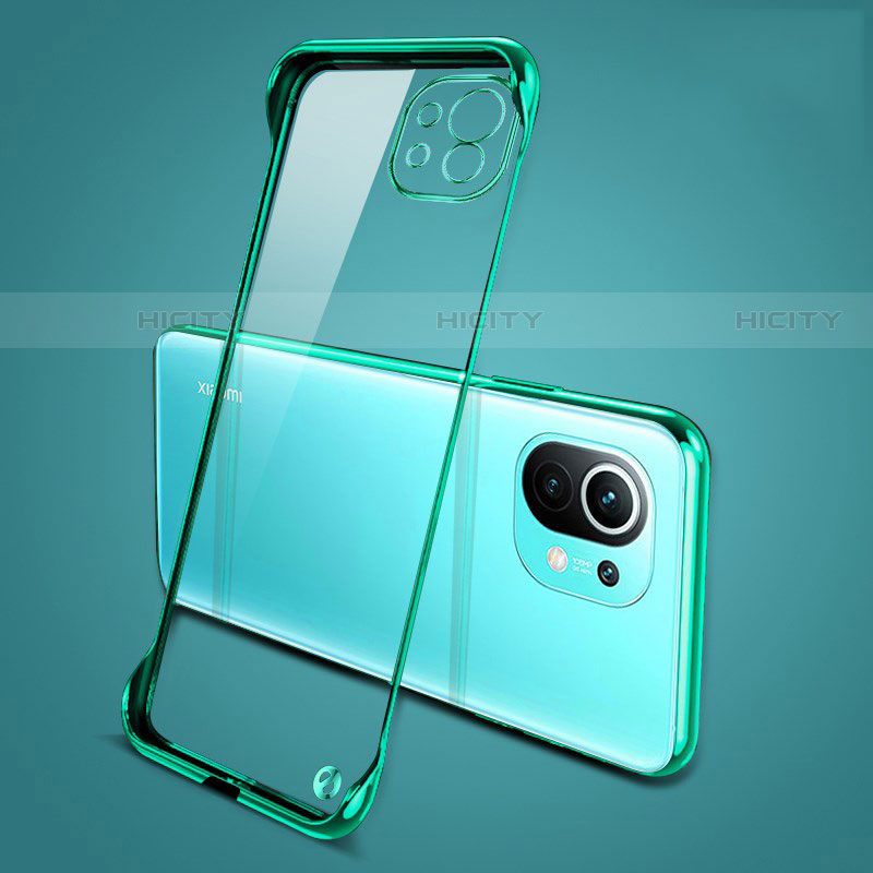 Carcasa Dura Cristal Plastico Funda Rigida Transparente S01 para Xiaomi Mi 11 Lite 4G Verde