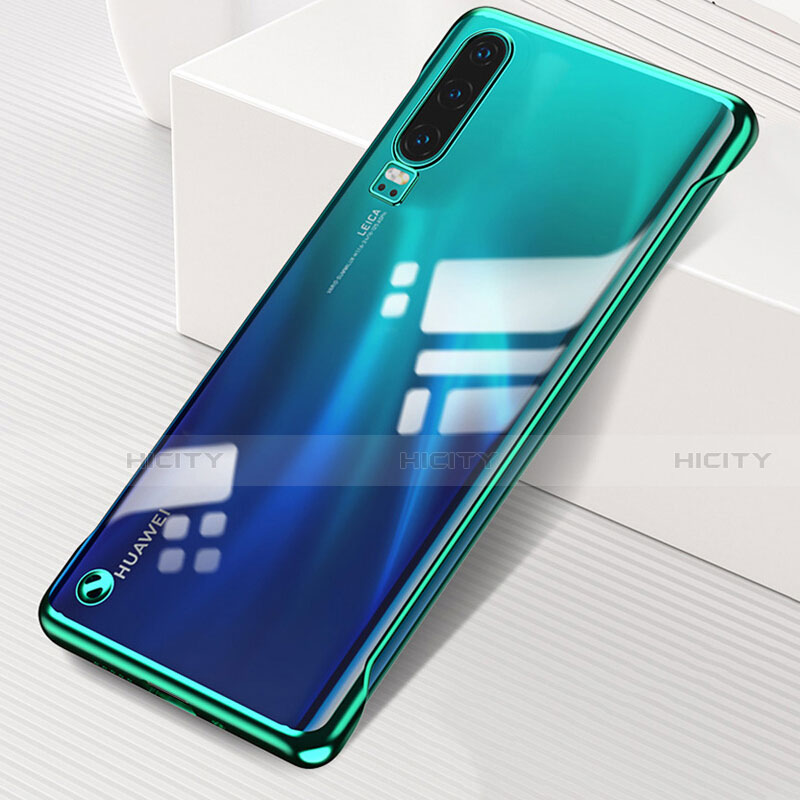 Carcasa Dura Cristal Plastico Funda Rigida Transparente S02 para Huawei P30 Verde