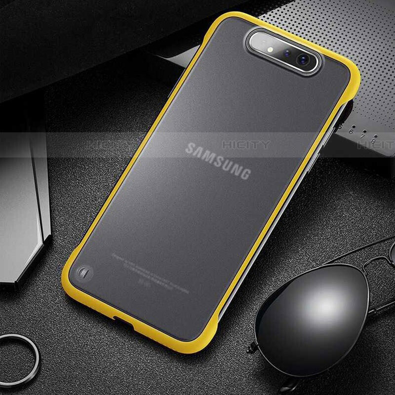 Carcasa Dura Cristal Plastico Funda Rigida Transparente S02 para Samsung Galaxy A90 4G Amarillo