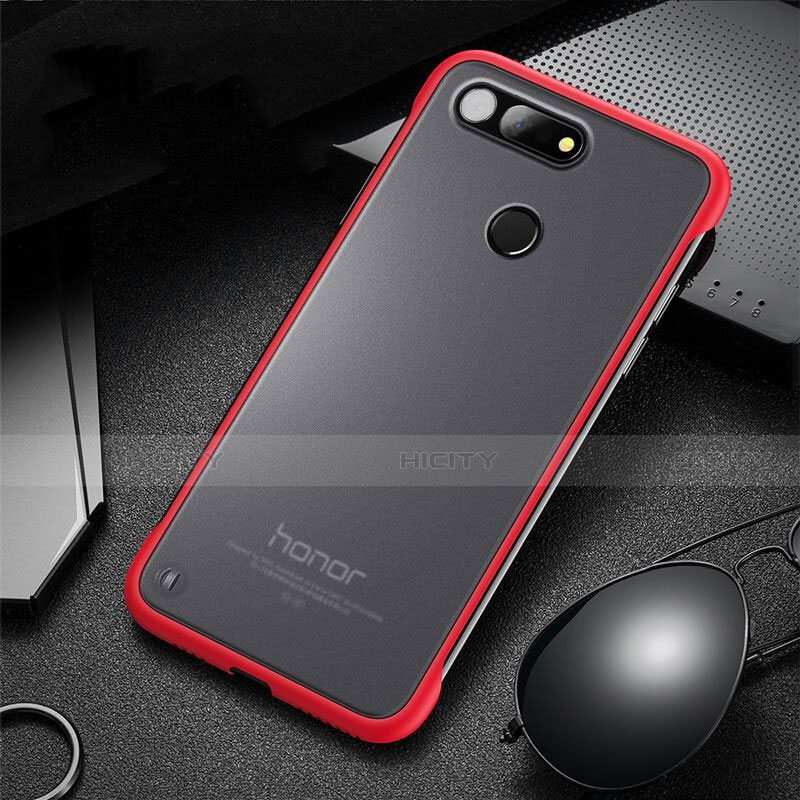 Carcasa Dura Cristal Plastico Funda Rigida Transparente S03 para Huawei Honor V20 Rojo