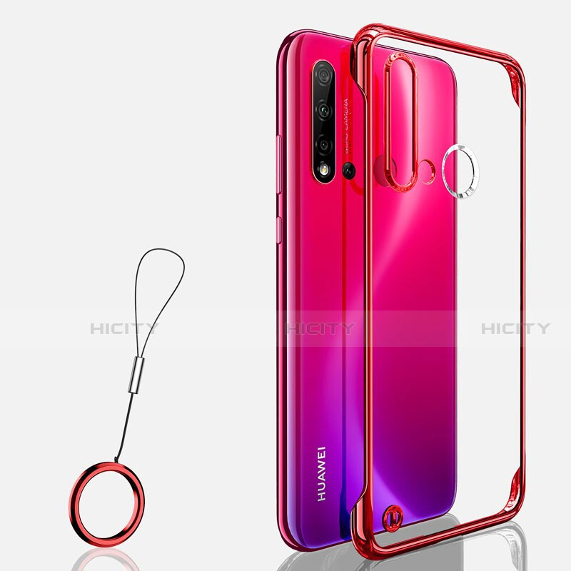 Carcasa Dura Cristal Plastico Funda Rigida Transparente S03 para Huawei P20 Lite (2019) Rojo