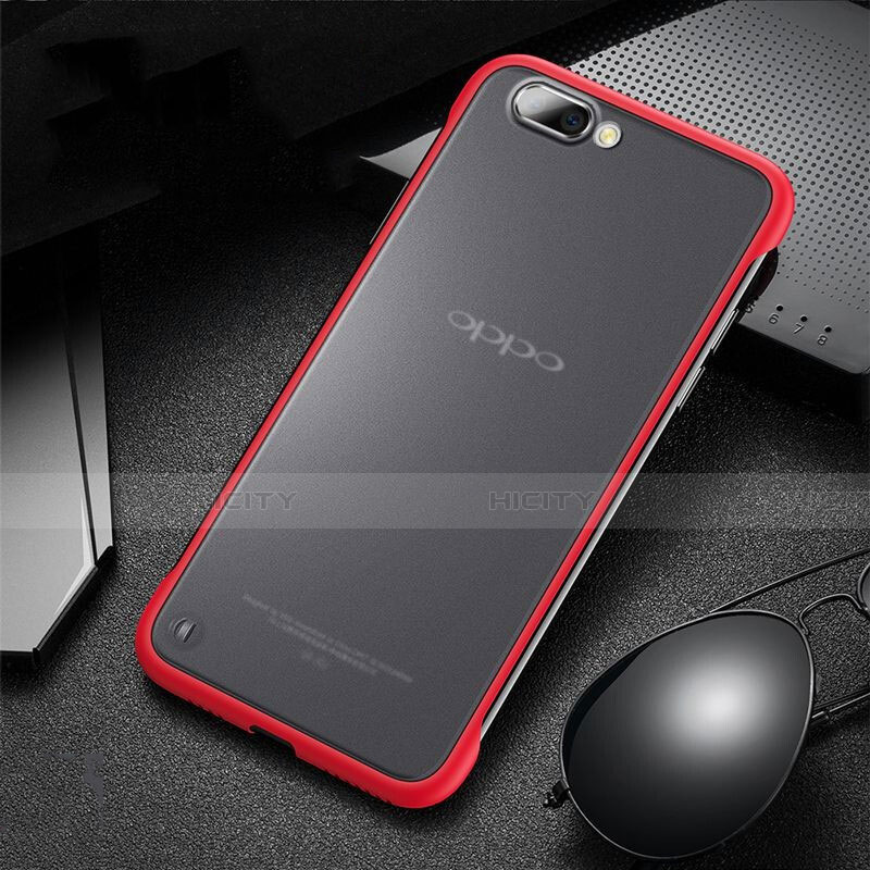 Carcasa Dura Cristal Plastico Funda Rigida Transparente S03 para Oppo K1 Rojo