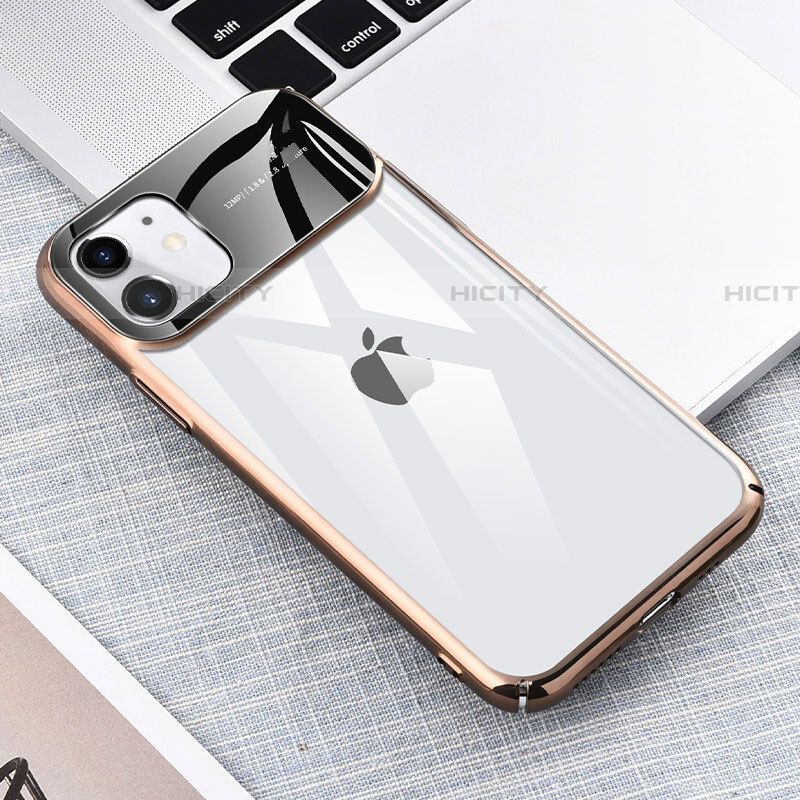 Carcasa Dura Cristal Plastico Funda Rigida Transparente S04 para Apple iPhone 11 Oro