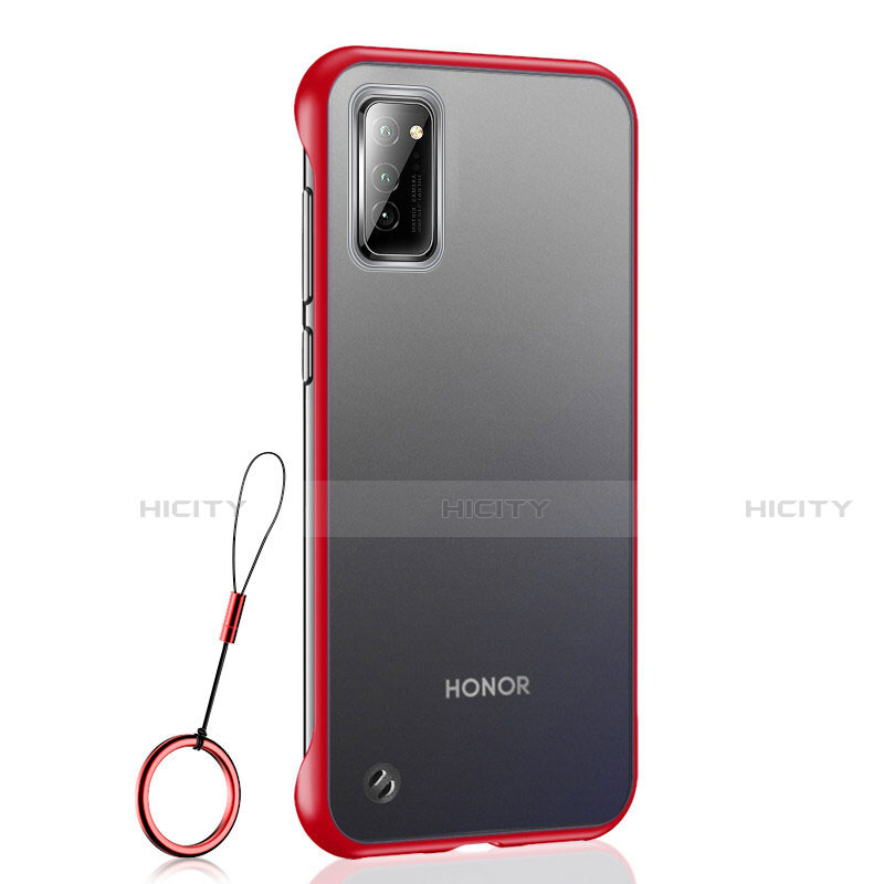 Carcasa Dura Cristal Plastico Funda Rigida Transparente S04 para Huawei Honor V30 5G Rojo