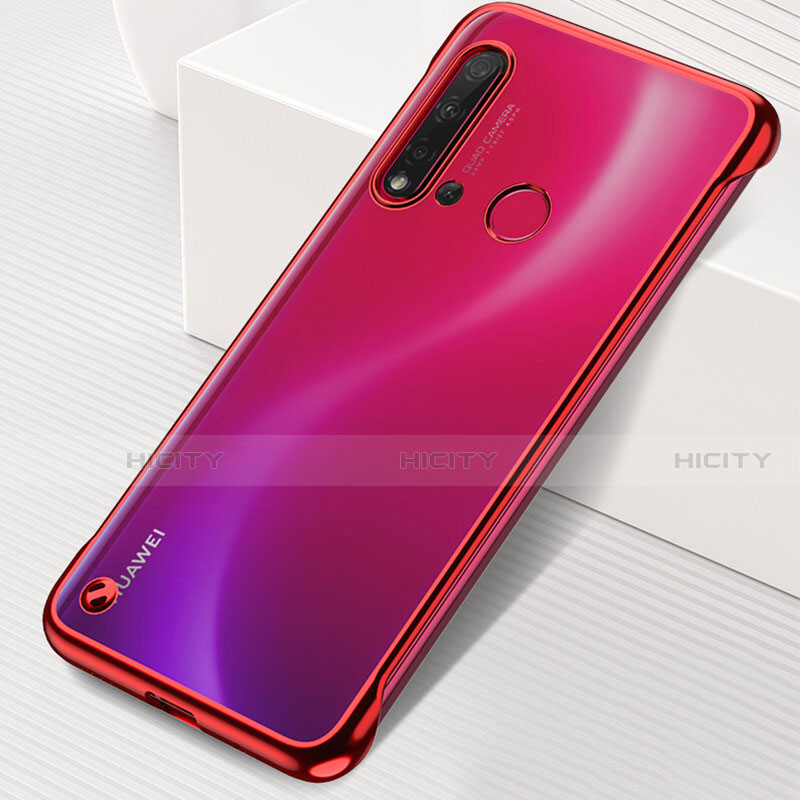 Carcasa Dura Cristal Plastico Funda Rigida Transparente S04 para Huawei Nova 5i Rojo