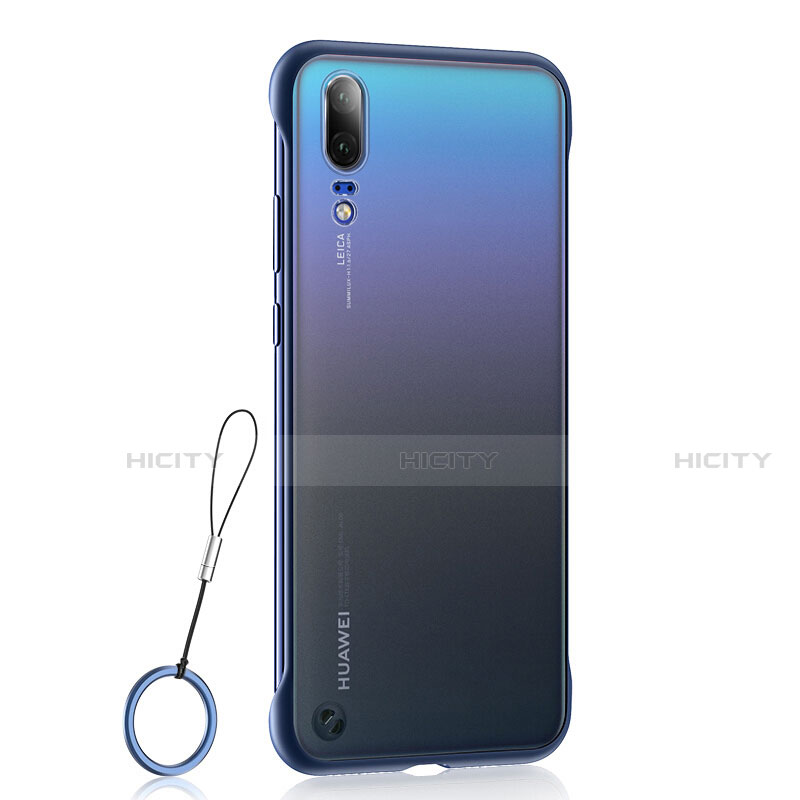 Carcasa Dura Cristal Plastico Funda Rigida Transparente S04 para Huawei P20 Azul