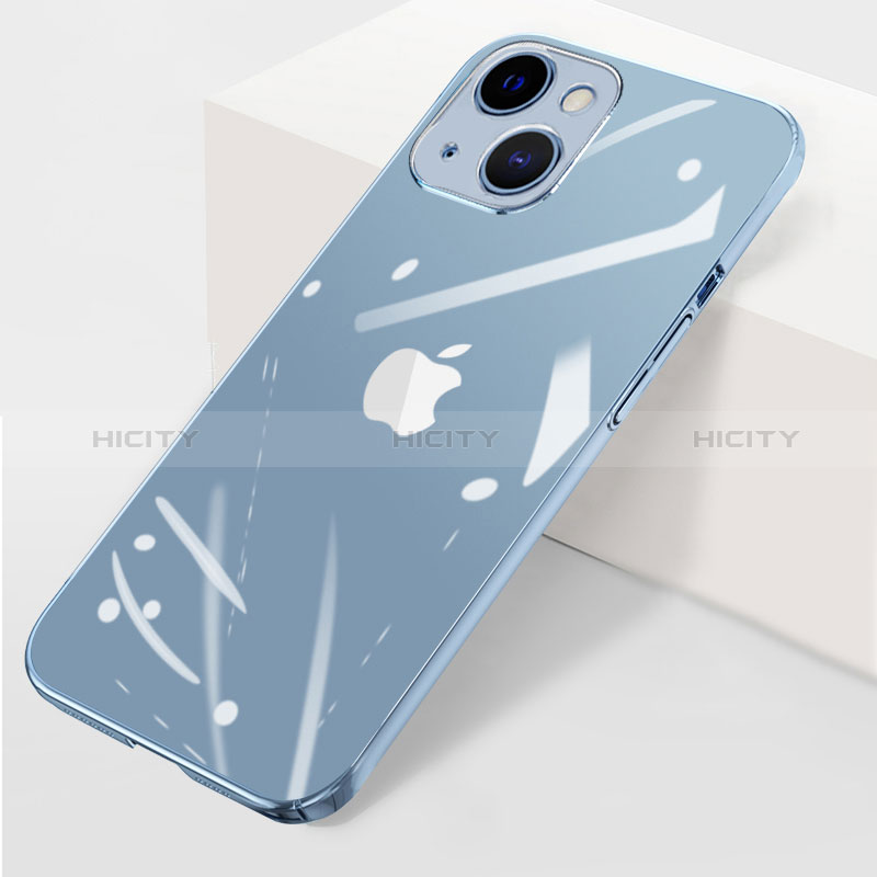 Carcasa Dura Cristal Plastico Funda Rigida Transparente WT1 para Apple iPhone 15 Plus Azul Cielo