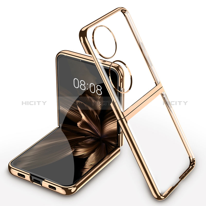 Carcasa Dura Cristal Plastico Rigida Transparente AC1 para Huawei P50 Pocket Oro