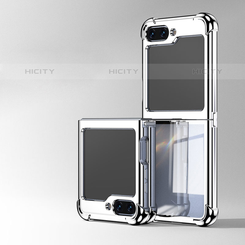 Carcasa Dura Cristal Plastico Rigida Transparente AN1 para Samsung Galaxy Z Flip5 5G Plata