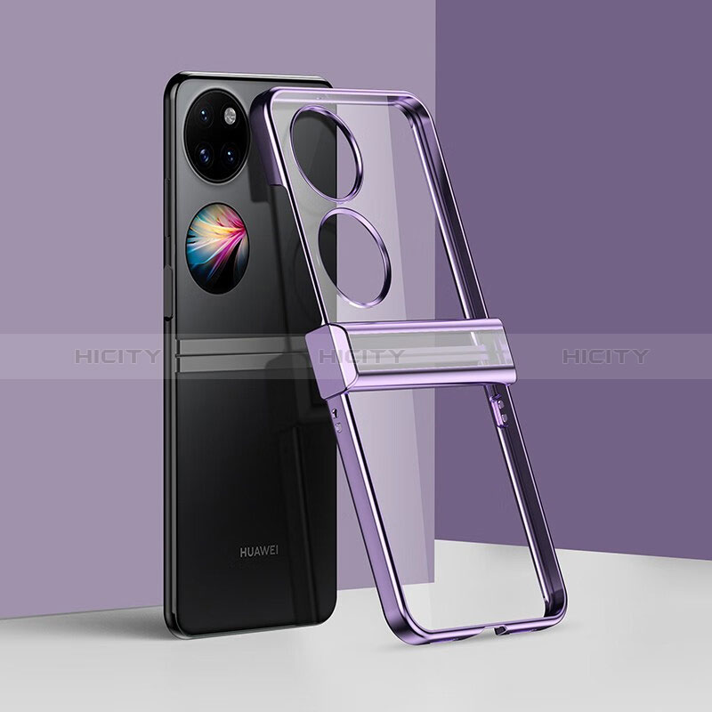 Carcasa Dura Cristal Plastico Rigida Transparente BH2 para Huawei P50 Pocket Morado