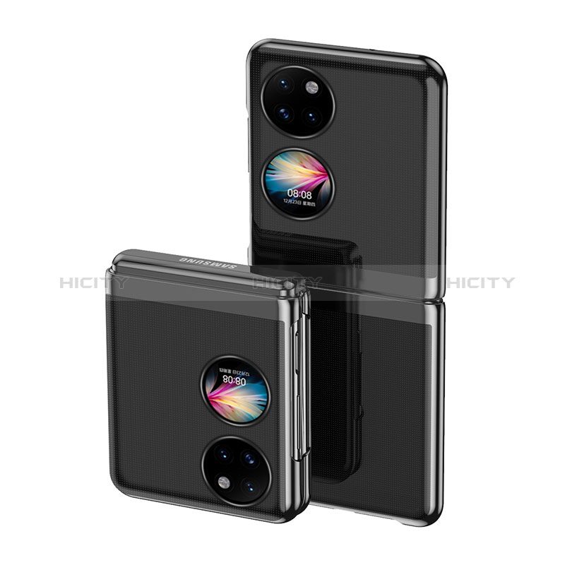 Carcasa Dura Cristal Plastico Rigida Transparente QH1 para Huawei P50 Pocket Negro