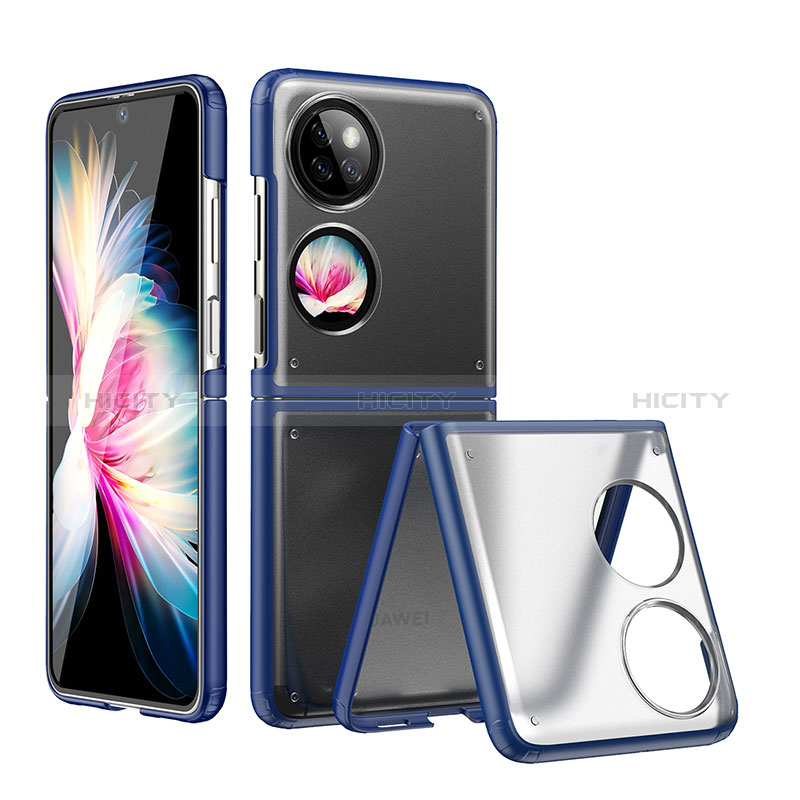 Carcasa Dura Cristal Plastico Rigida Transparente QH2 para Huawei Pocket S Azul