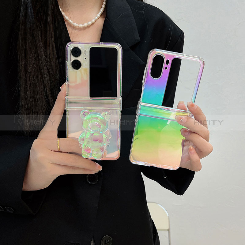 Carcasa Dura Cristal Plastico Rigida Transparente T03 para Oppo Find N2 Flip 5G Multicolor