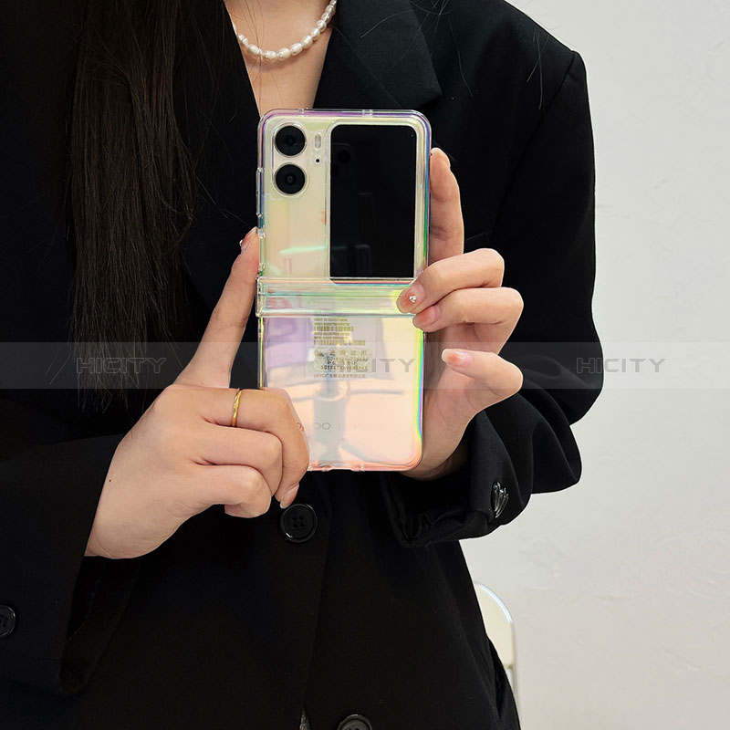 Carcasa Dura Cristal Plastico Rigida Transparente T03 para Oppo Find N2 Flip 5G Multicolor