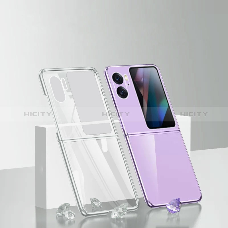 Carcasa Dura Cristal Plastico Rigida Transparente T05 para Oppo Find N2 Flip 5G Claro