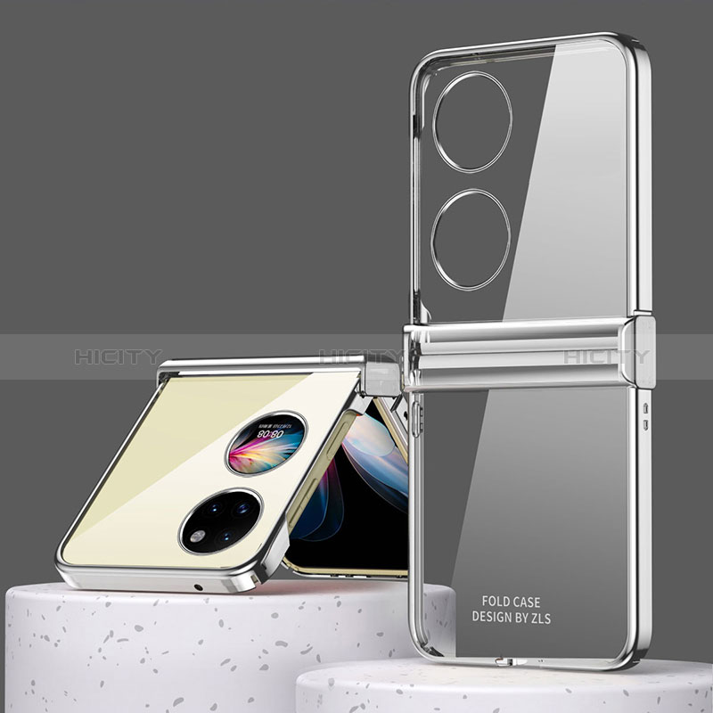 Carcasa Dura Cristal Plastico Rigida Transparente ZL1 para Huawei P60 Pocket Plata