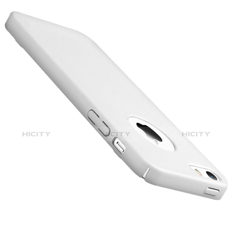 Carcasa Dura Plastico Rigida Mate con Agujero para Apple iPhone 5 Blanco