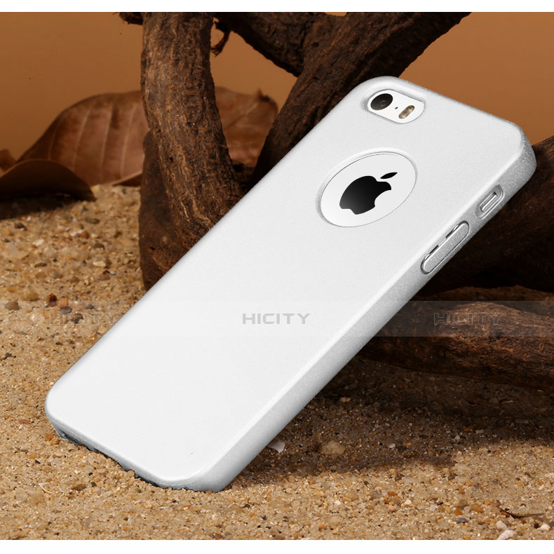 Carcasa Dura Plastico Rigida Mate con Agujero para Apple iPhone 5 Blanco