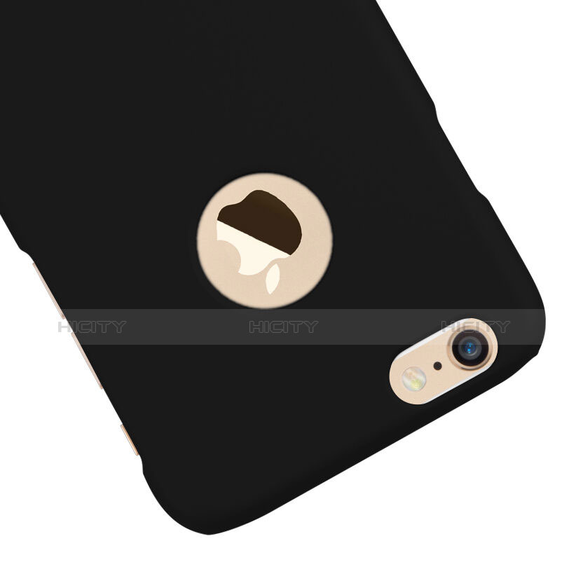 Carcasa Dura Plastico Rigida Mate con Agujero para Apple iPhone 6 Negro