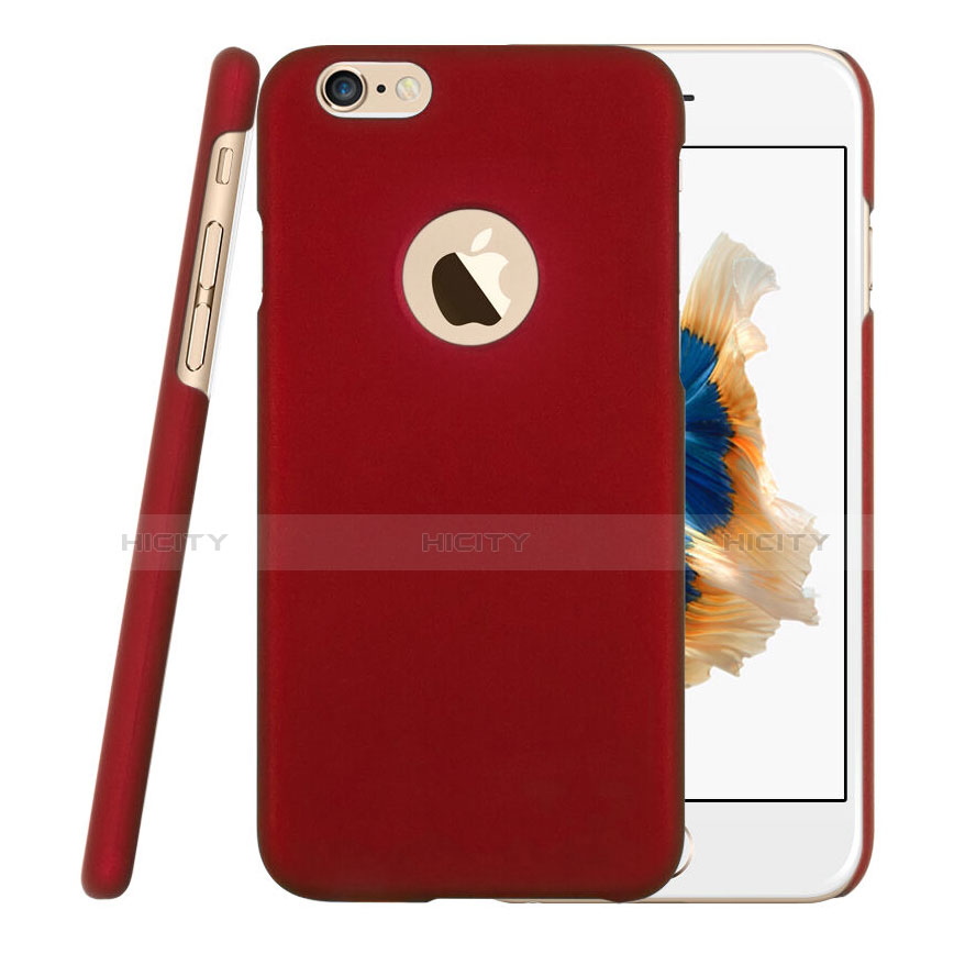 Carcasa Dura Plastico Rigida Mate con Agujero para Apple iPhone 6 Plus Rojo