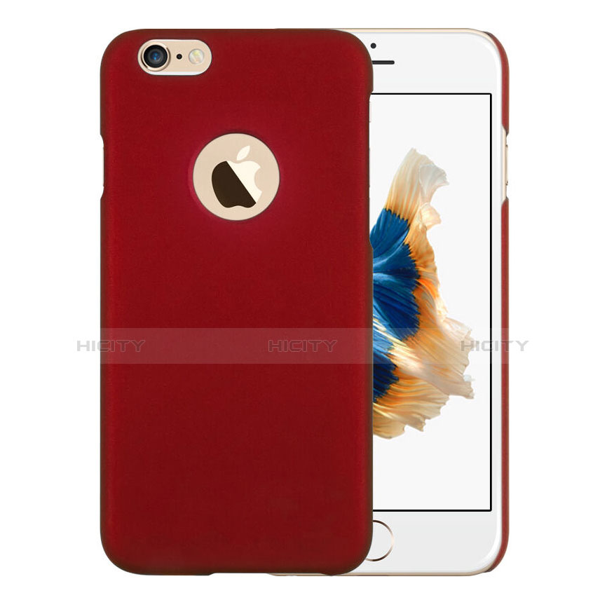 Carcasa Dura Plastico Rigida Mate con Agujero para Apple iPhone 6S Rojo