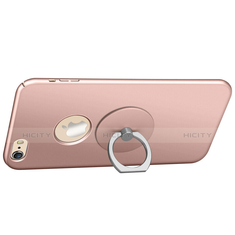 Carcasa Dura Plastico Rigida Mate con Agujero y Anillo de dedo Soporte para Apple iPhone 6S Plus Rosa