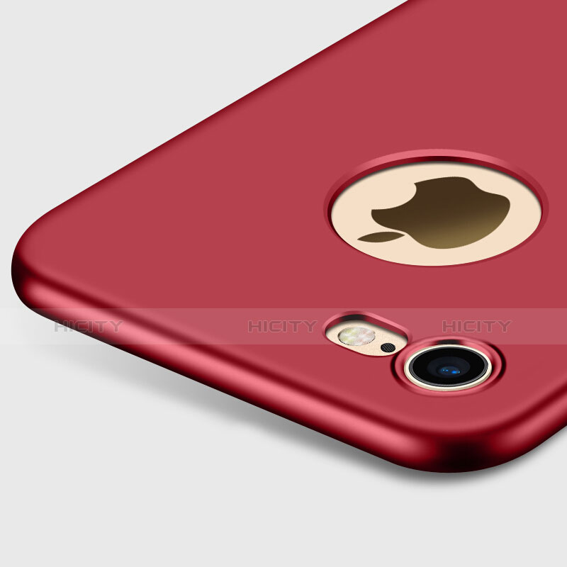 Carcasa Dura Plastico Rigida Mate con Agujero y Anillo de dedo Soporte para Apple iPhone 8 Rojo