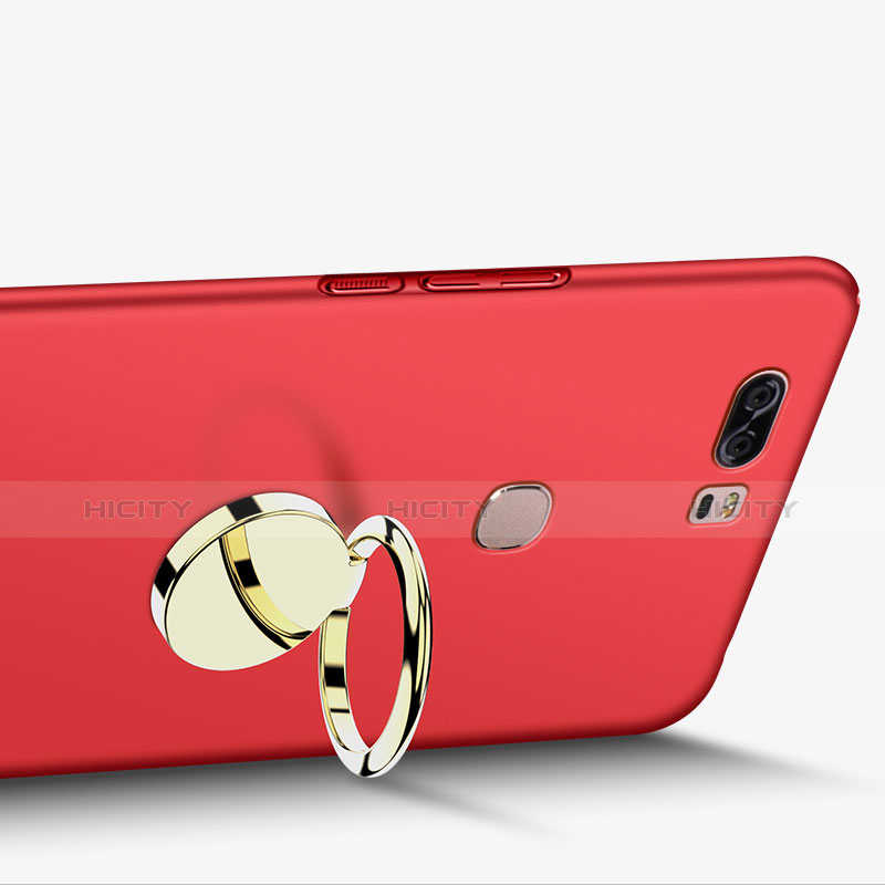 Carcasa Dura Plastico Rigida Mate con Anillo de dedo Soporte A02 para Huawei Honor V8 Rojo