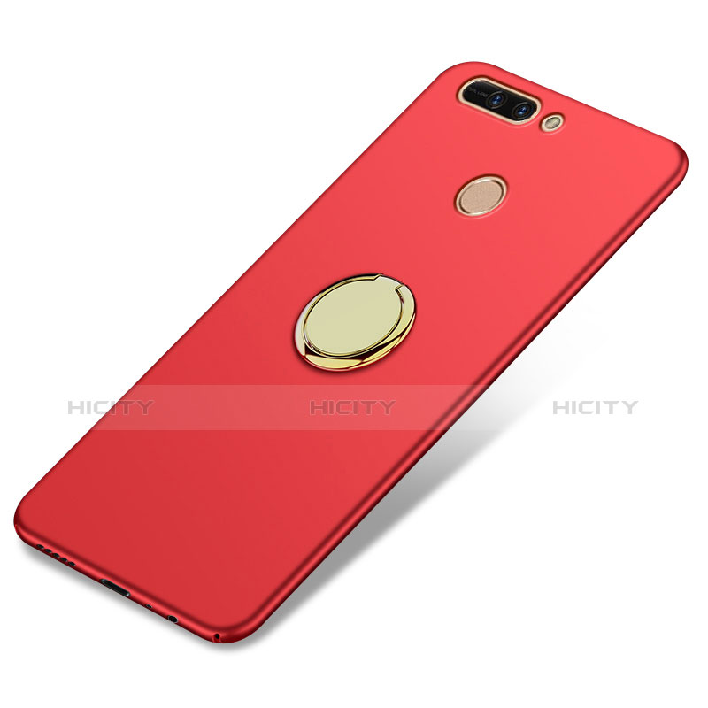 Carcasa Dura Plastico Rigida Mate con Anillo de dedo Soporte A02 para Huawei Honor V9 Rojo