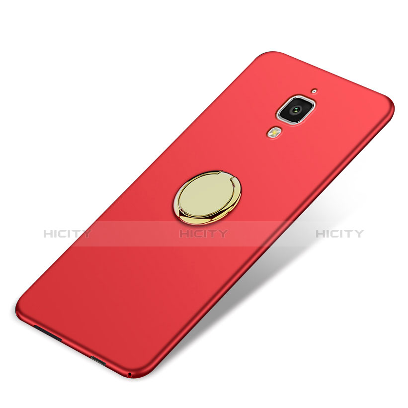 Carcasa Dura Plastico Rigida Mate con Anillo de dedo Soporte A02 para Xiaomi Mi 4 Rojo