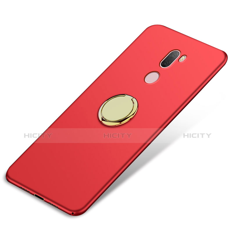 Carcasa Dura Plastico Rigida Mate con Anillo de dedo Soporte A02 para Xiaomi Mi 5S Plus Rojo