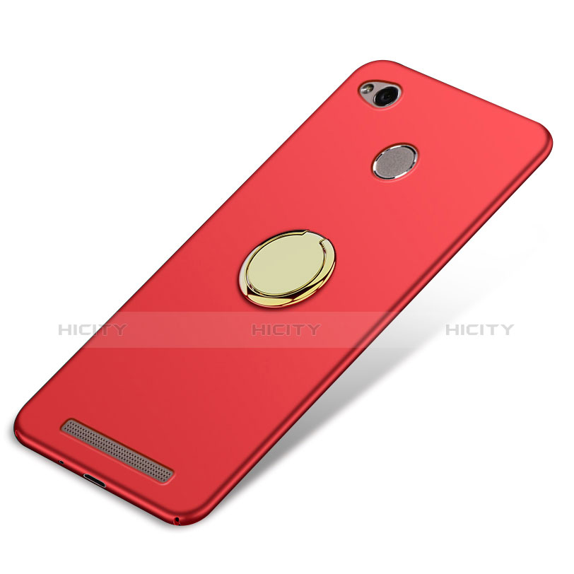 Carcasa Dura Plastico Rigida Mate con Anillo de dedo Soporte A02 para Xiaomi Redmi 3 High Edition Rojo