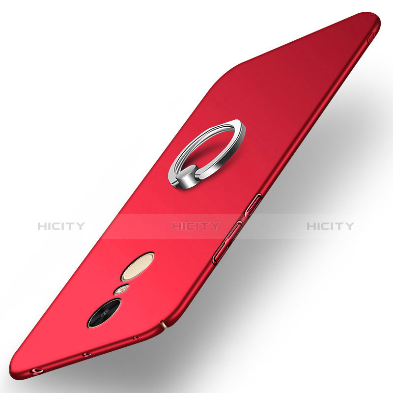 Carcasa Dura Plastico Rigida Mate con Anillo de dedo Soporte A02 para Xiaomi Redmi Note 4X High Edition Rojo