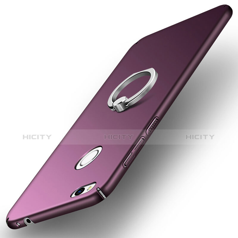 Carcasa Dura Plastico Rigida Mate con Anillo de dedo Soporte A03 para Huawei Honor 8 Lite Morado