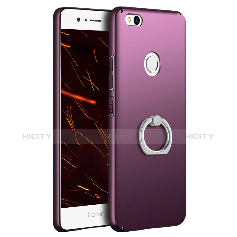 Carcasa Dura Plastico Rigida Mate con Anillo de dedo Soporte A03 para Huawei P8 Lite (2017) Morado