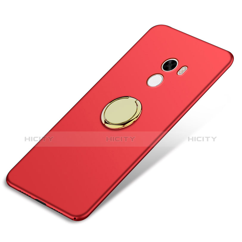 Carcasa Dura Plastico Rigida Mate con Anillo de dedo Soporte A03 para Xiaomi Mi Mix Rojo