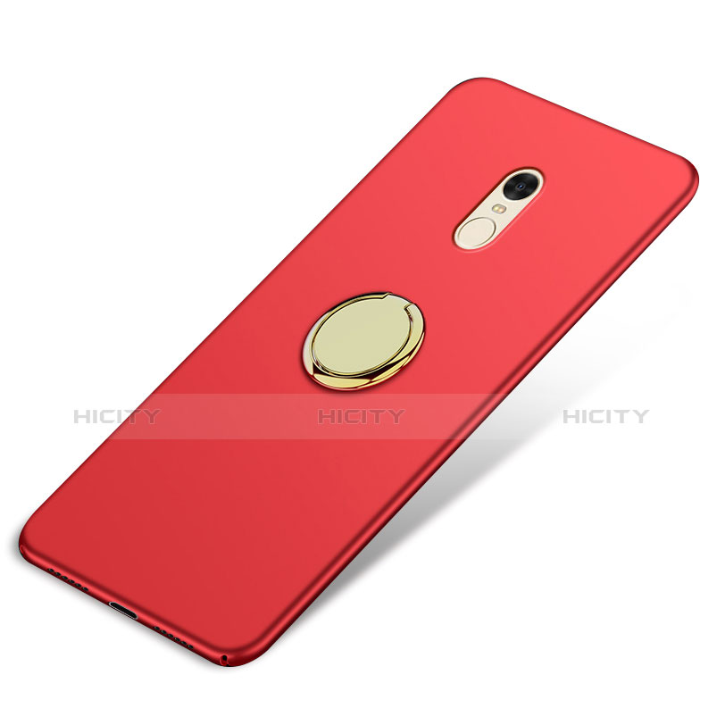 Carcasa Dura Plastico Rigida Mate con Anillo de dedo Soporte A03 para Xiaomi Redmi Note 4 Rojo