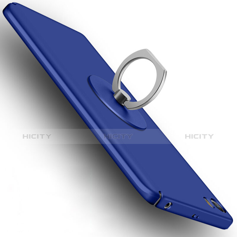 Carcasa Dura Plastico Rigida Mate con Anillo de dedo Soporte A04 para Xiaomi Mi 5 Azul