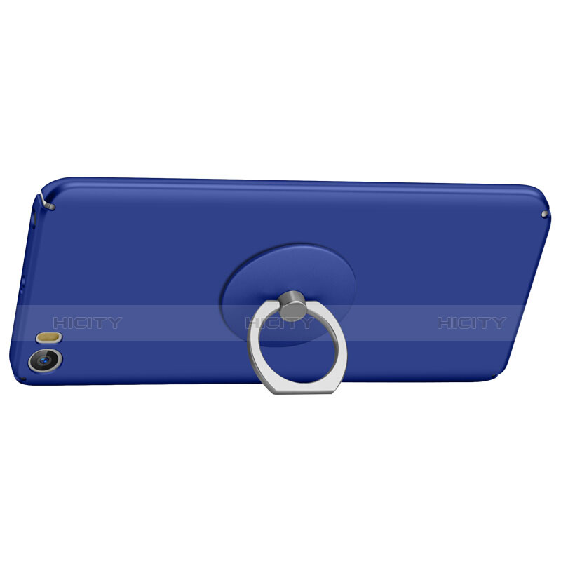 Carcasa Dura Plastico Rigida Mate con Anillo de dedo Soporte A04 para Xiaomi Mi 5 Azul