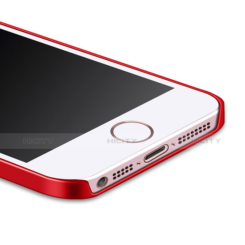 Carcasa Dura Plastico Rigida Mate con Anillo de dedo Soporte para Apple iPhone 5 Rojo