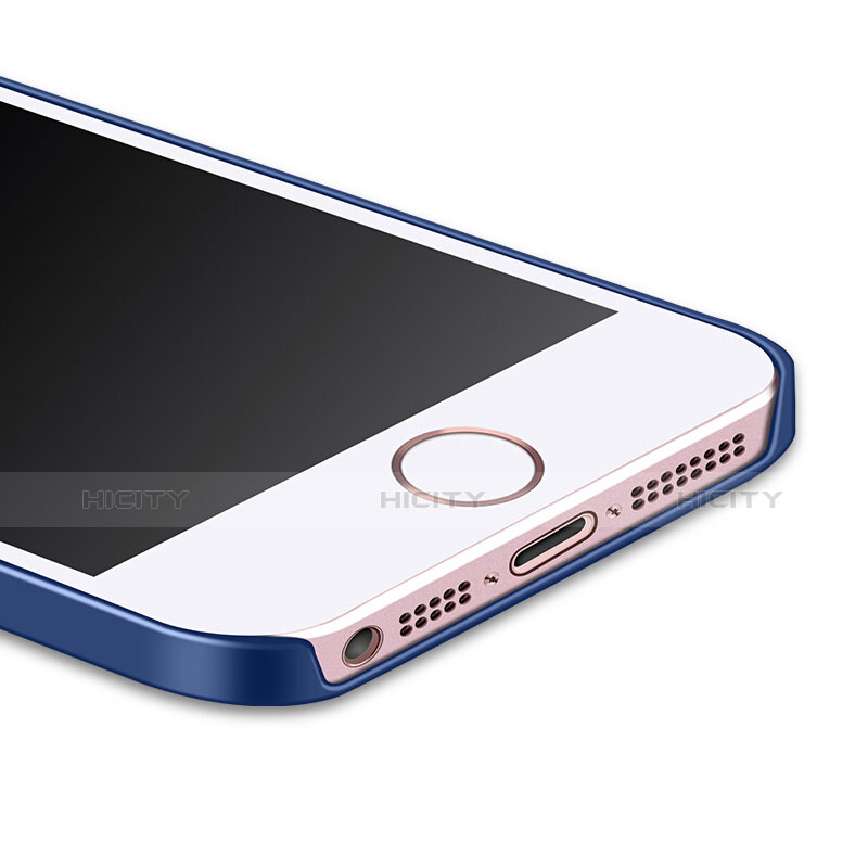 Carcasa Dura Plastico Rigida Mate con Anillo de dedo Soporte para Apple iPhone 5S Azul