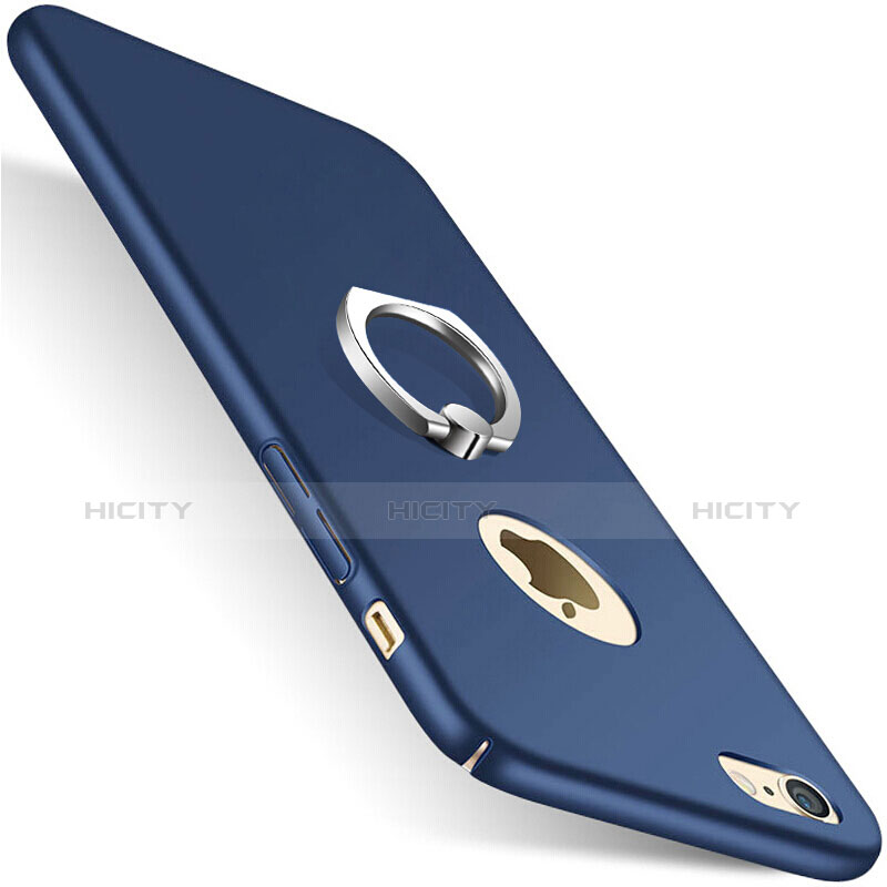 Carcasa Dura Plastico Rigida Mate con Anillo de dedo Soporte para Apple iPhone 6 Plus Azul