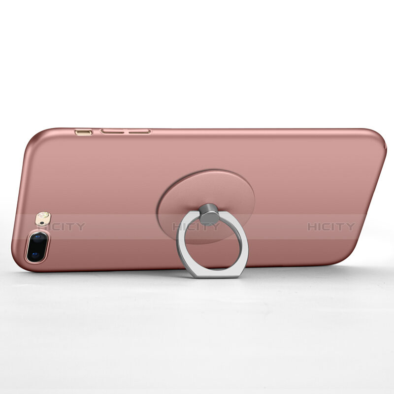 Carcasa Dura Plastico Rigida Mate con Anillo de dedo Soporte para Apple iPhone 7 Plus Rosa