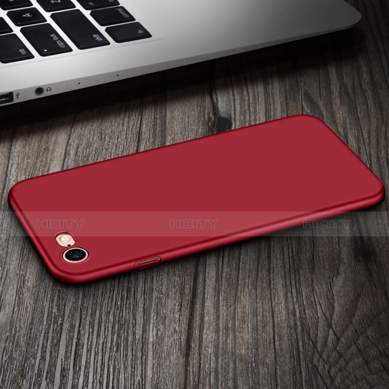 Carcasa Dura Plastico Rigida Mate con Anillo de dedo Soporte para Apple iPhone 7 Rojo