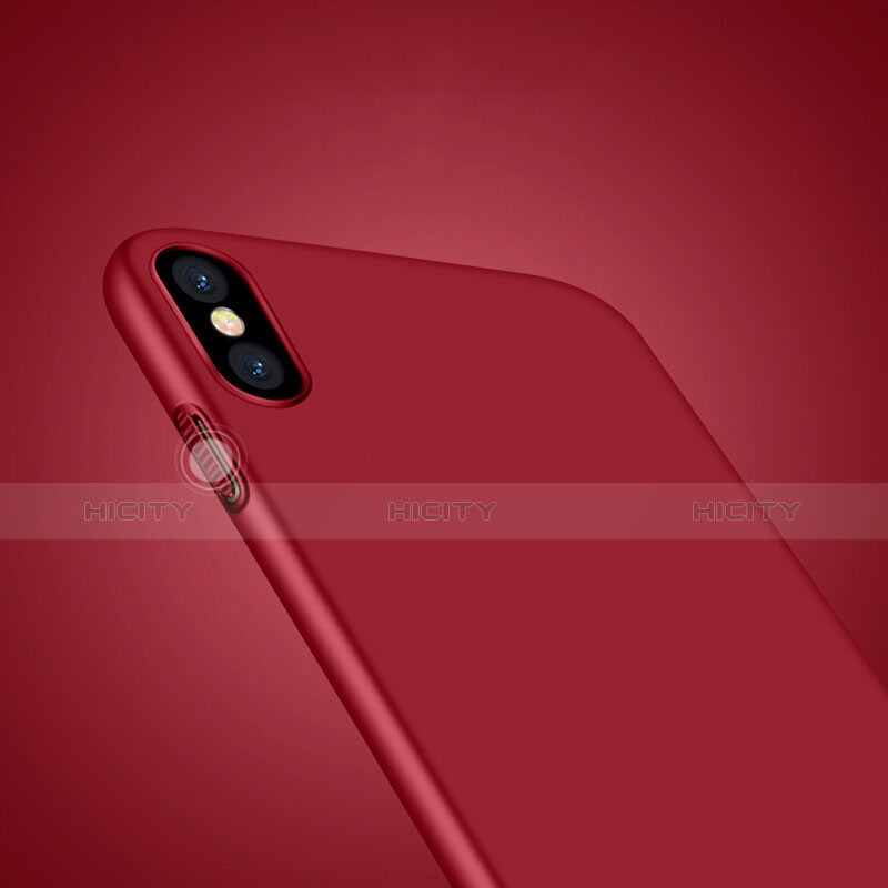 Carcasa Dura Plastico Rigida Mate con Anillo de dedo Soporte para Apple iPhone X Rojo