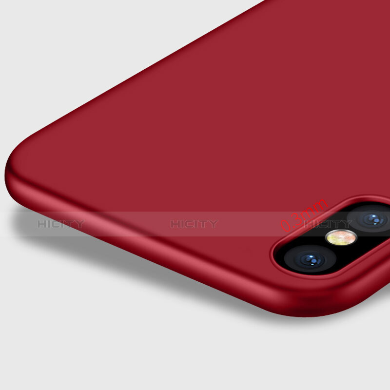 Carcasa Dura Plastico Rigida Mate con Anillo de dedo Soporte para Apple iPhone Xs Max Rojo