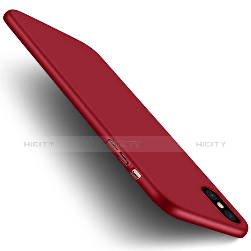 Carcasa Dura Plastico Rigida Mate con Anillo de dedo Soporte para Apple iPhone Xs Max Rojo