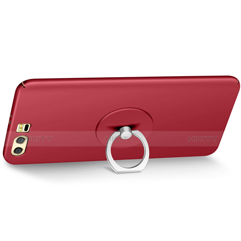 Carcasa Dura Plastico Rigida Mate con Anillo de dedo Soporte para Huawei Honor 9 Premium Rojo