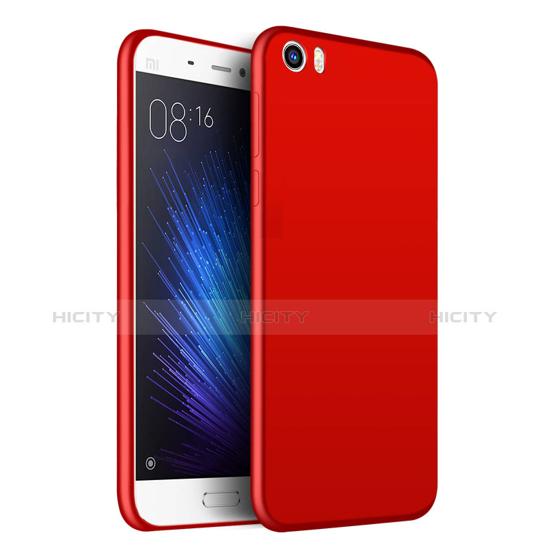 Carcasa Dura Plastico Rigida Mate con Anillo de dedo Soporte para Xiaomi Mi 5 Rojo