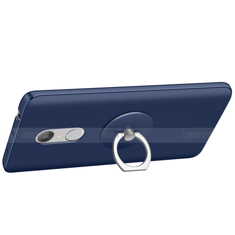 Carcasa Dura Plastico Rigida Mate con Anillo de dedo Soporte para Xiaomi Redmi Note 4X High Edition Azul